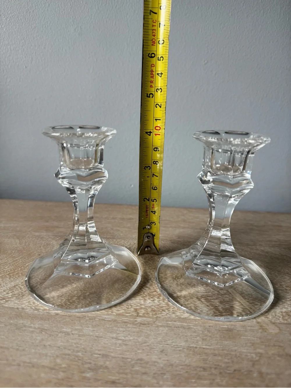 Crystal Glass Candlestick Pair - Clear Elegance